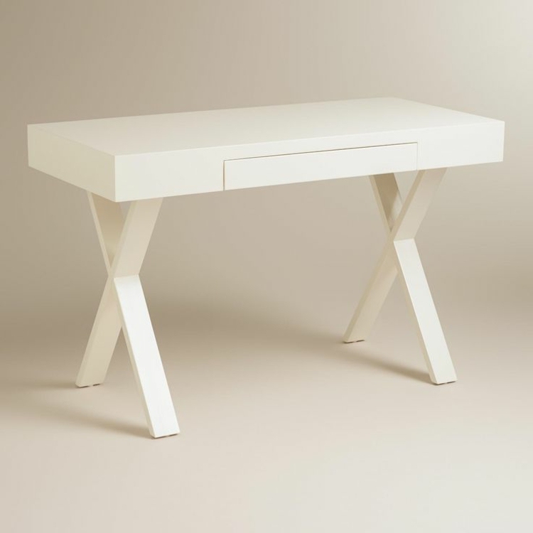 hemmakontor skrivbord vit minimalistisk korsben låda
