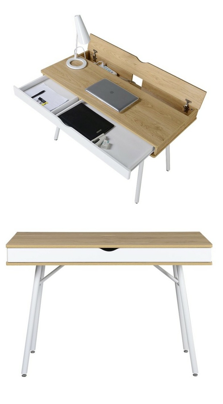 hemmakontor skrivbordslåda enkel design bord ben vit