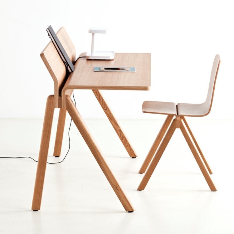 hemmakontor skrivbord trä original design stöd smartphone surfplatta stol
