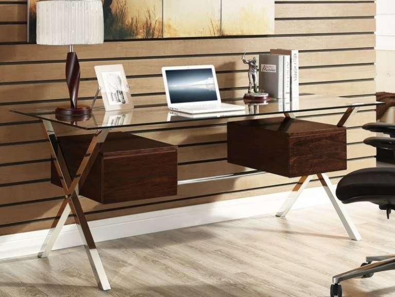 skrivbord hemmakontor träglas material eleganta möbler kontor