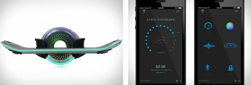 design hoverboard turkos belysning smartphone app