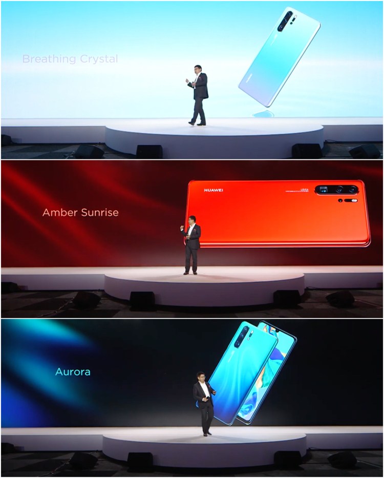 Huawei P30 och P30 Pro -serien färger blå orange
