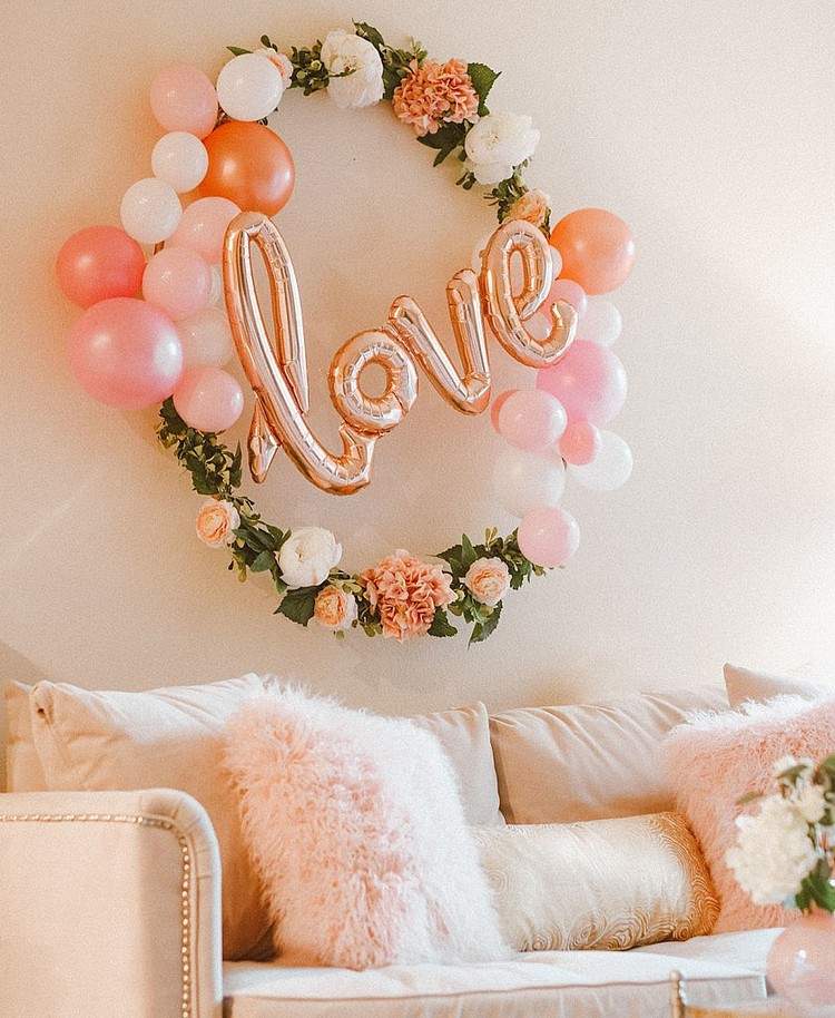 romantisk dekoration hula hoop blommor ballonger