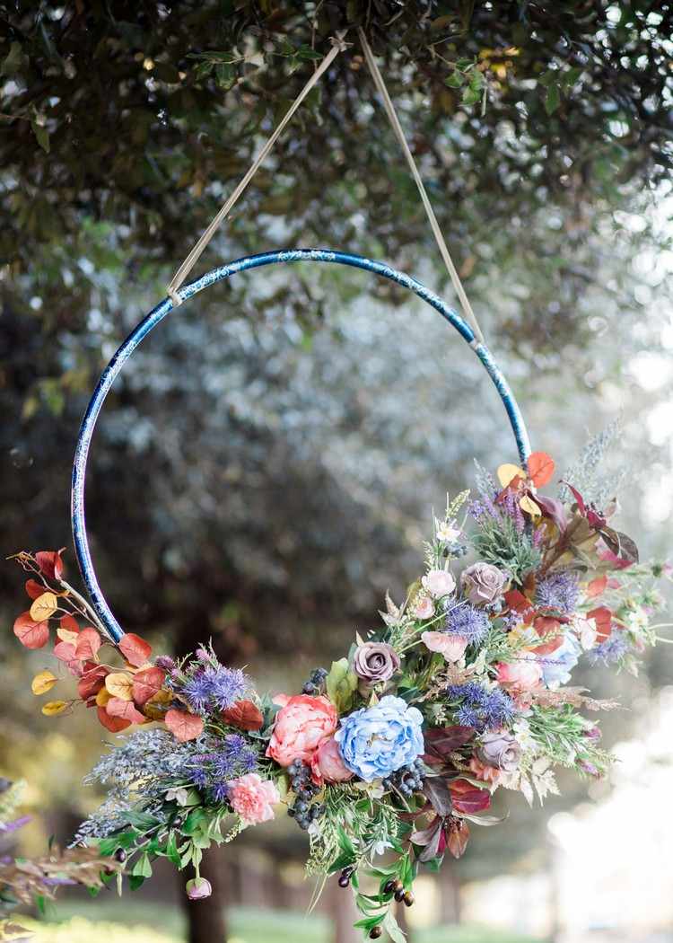 hula hoop hoop dekorera hängande deco konstgjorda blommor