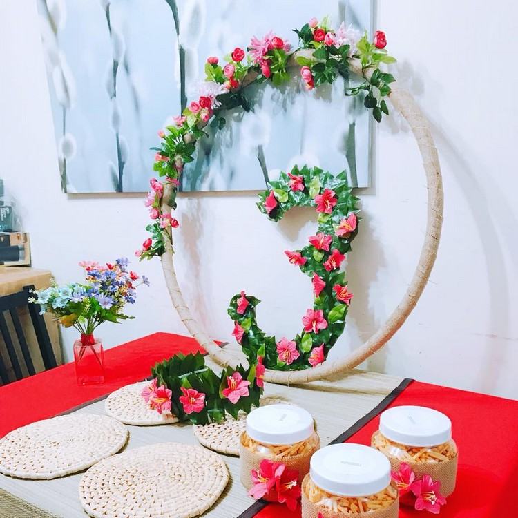 barn födelsedagsdekoration hula hoop däck blommor dekoration