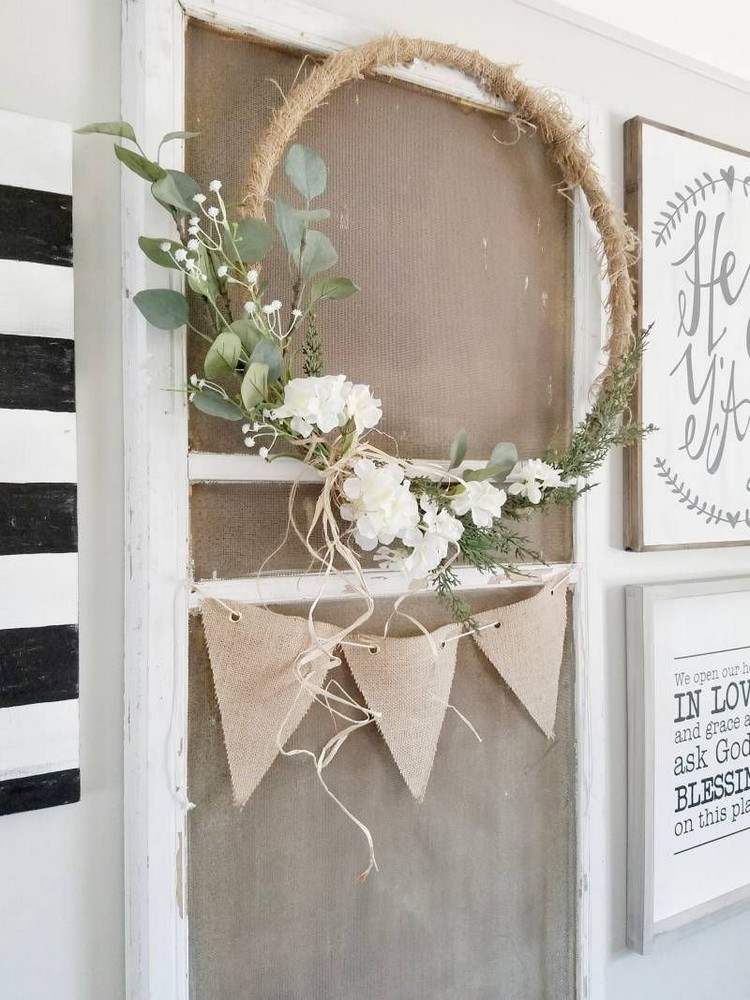 hula hoop hoop dekorera DIY deco krans natur