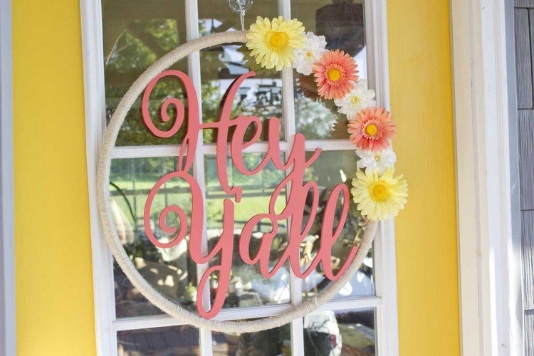 hula hoop däck dörr krans våren konstgjorda blommor