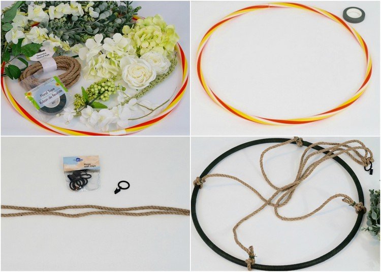 DIY hängande dekorations hula hoop instruktioner