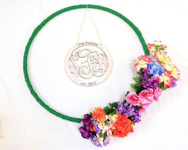 hula hoop däck dekoration vår krans blommor