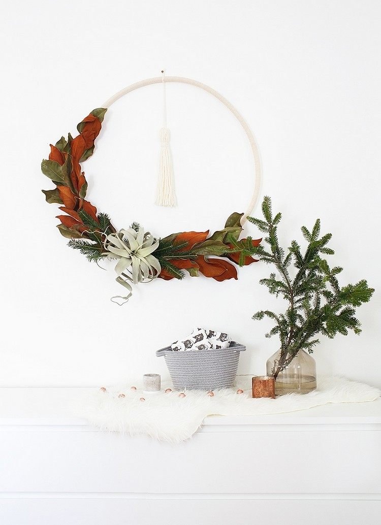DIY boho krans höst vinter hula hoop