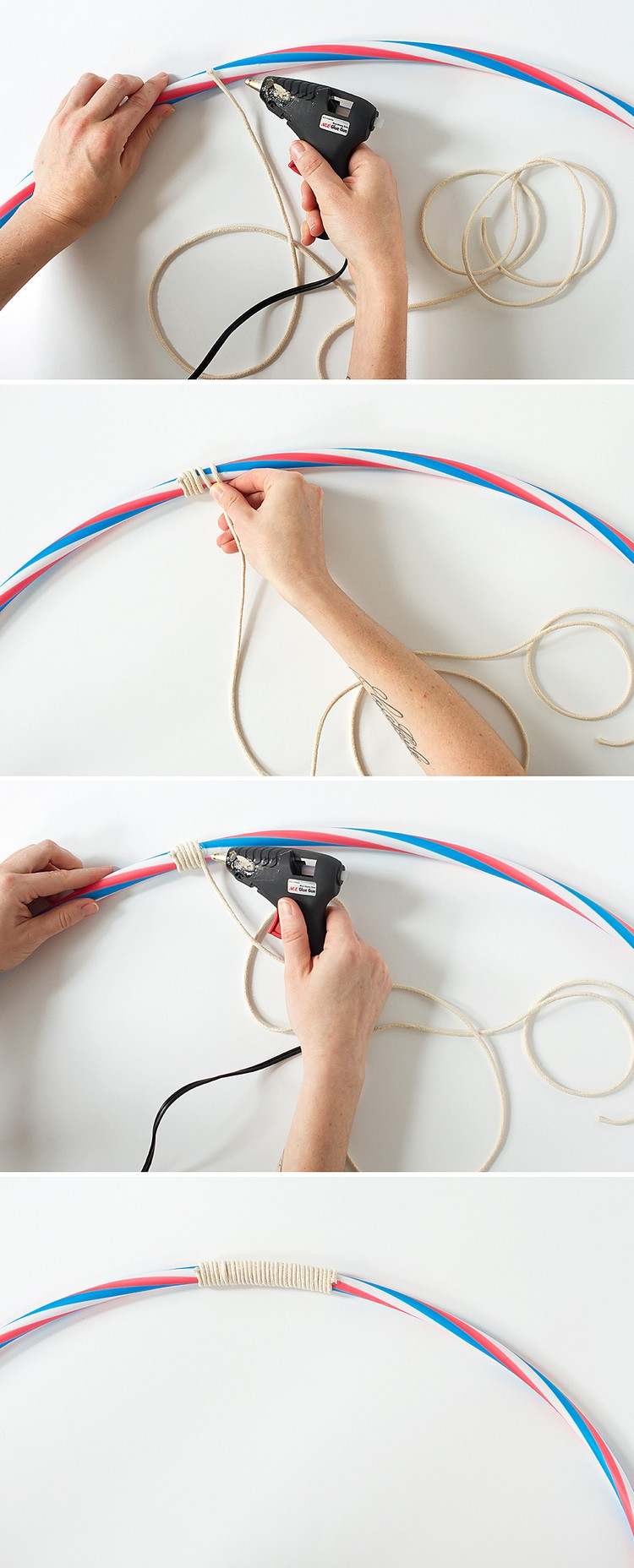instruktioner hula hoop dekorera hoop med rep runt den
