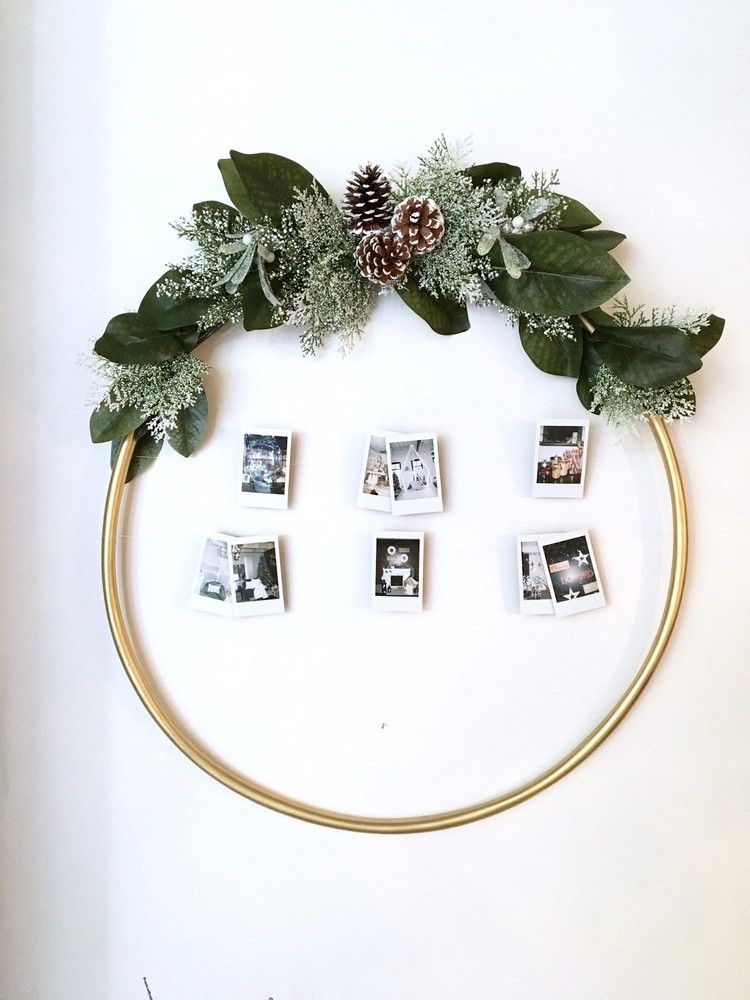 diy väggdekoration hula hoop däck dekoration krans fotoram