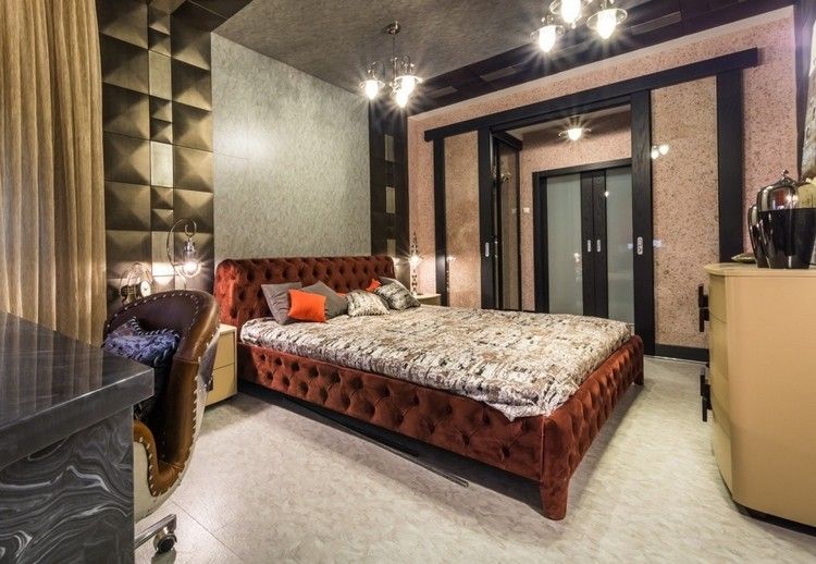kreativ-vägg-design-idé-sovrum-jordfärgad-dekorativ-gips-siden-gips