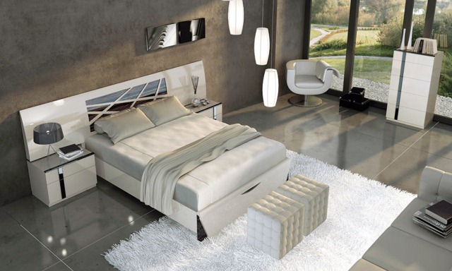 Idéer för inredning av moderna golvplattor vita möbler
