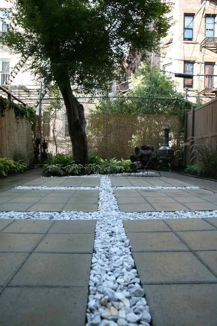 idé för trädgårdsdesign sten-vit-betong-platta-terrass
