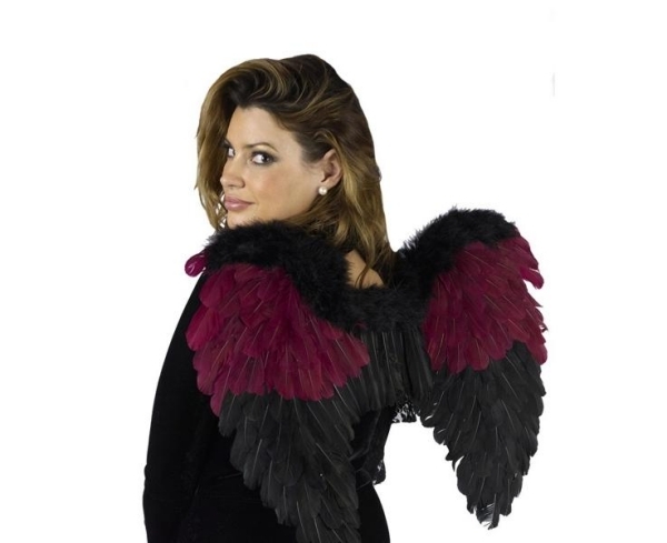 Carnival damer kostymer-tillbehör gothic-fjäder vingar-bordeaux svart
