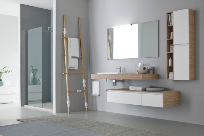 Handfat puristisk asiatisk stil idéer badrum handdukstork stege