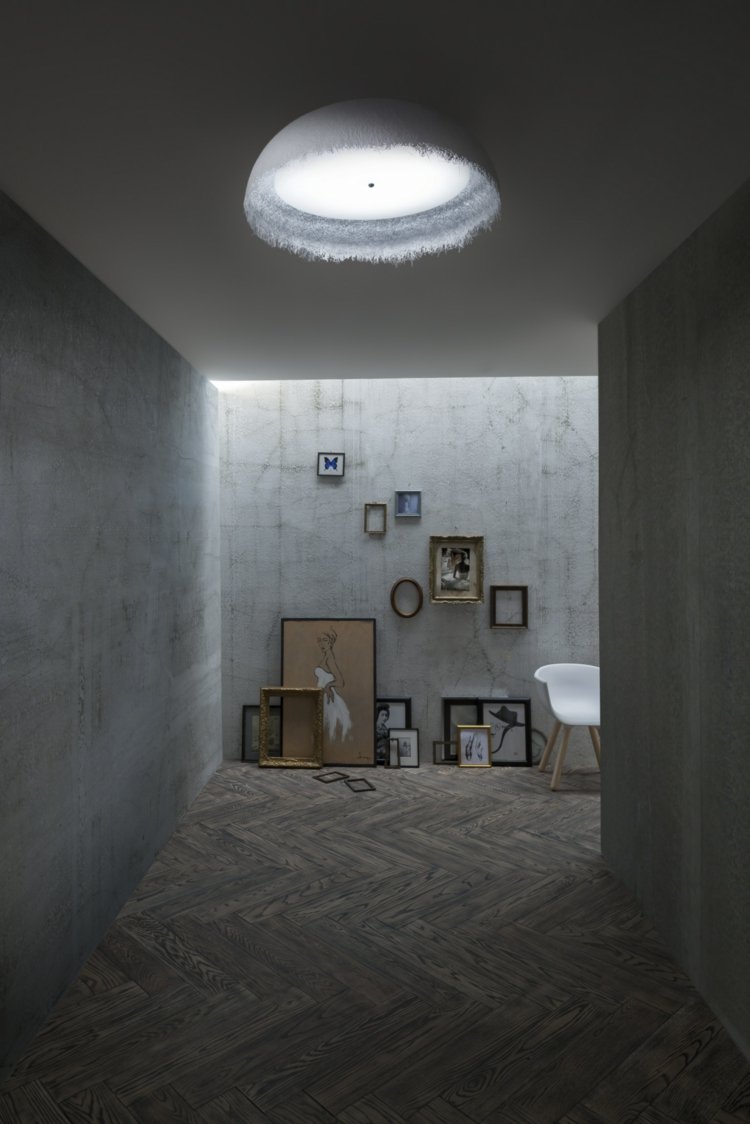 taklampa design egida-lucente-vit-design-romantisk-korridor