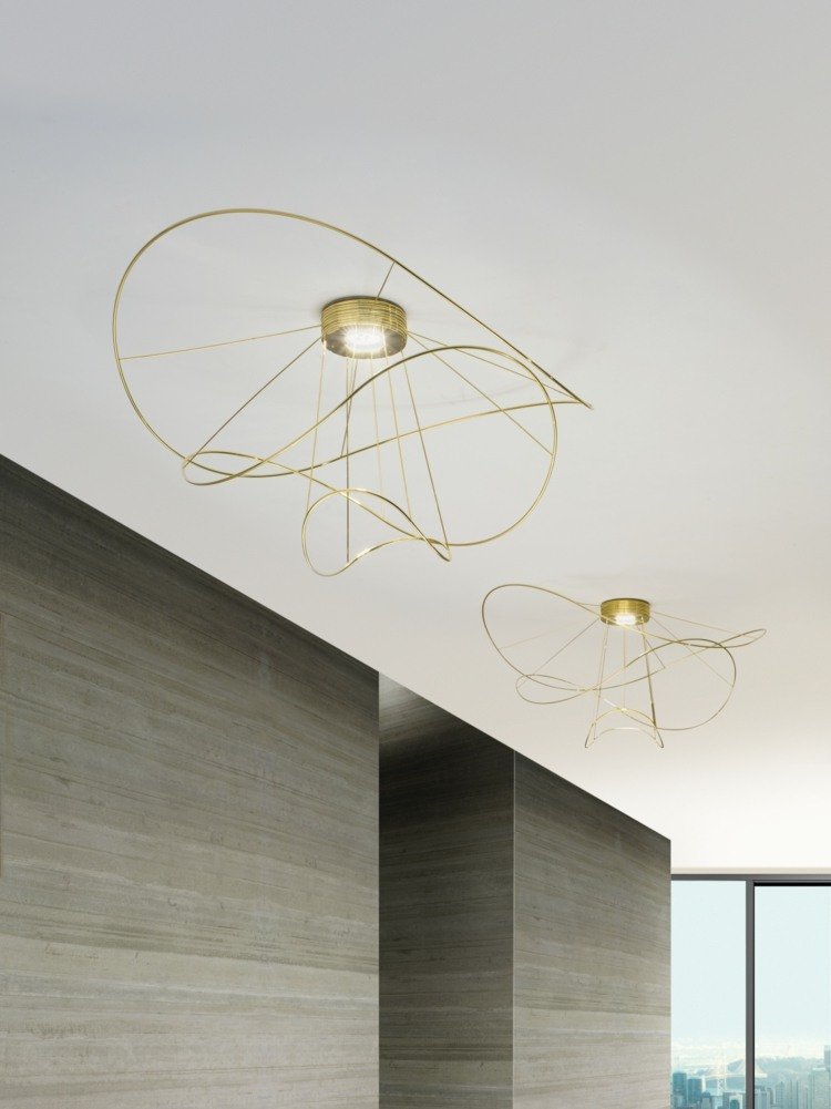 taklampa design hoop-axo-ljus-metall-guld-färg-grå-vägg design