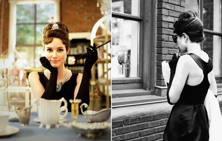 Karneval i svartvita smycken gjorda av pärlor Hepburn