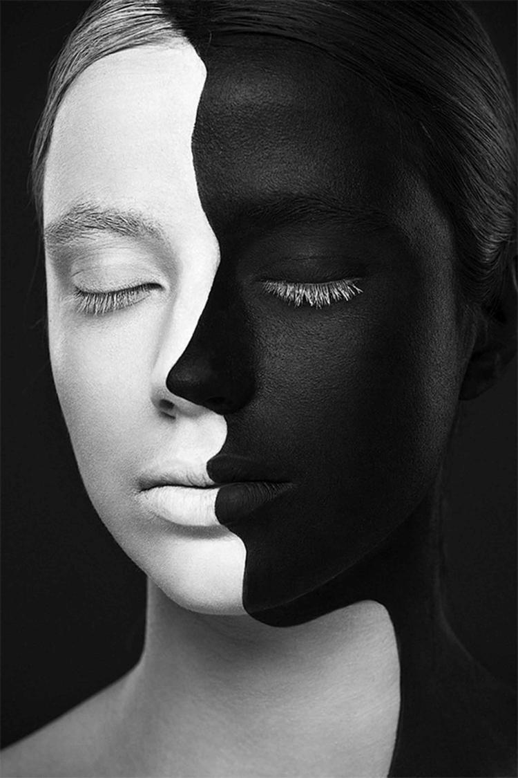 svartvitt sminkinspiration för ansiktsmakeup