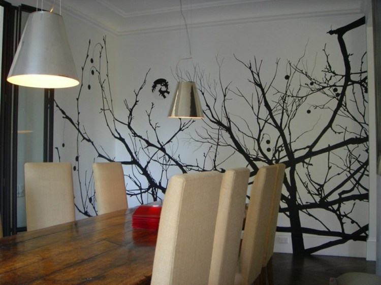 idéer till väggen trädet akryl matsal stol kräm
