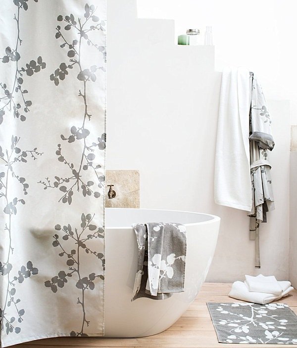 blommotiv idéer för dekoration av duschdraperier