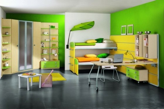 Rum-förslag-i-gult-och-grönt-för-tjejer och pojkar
