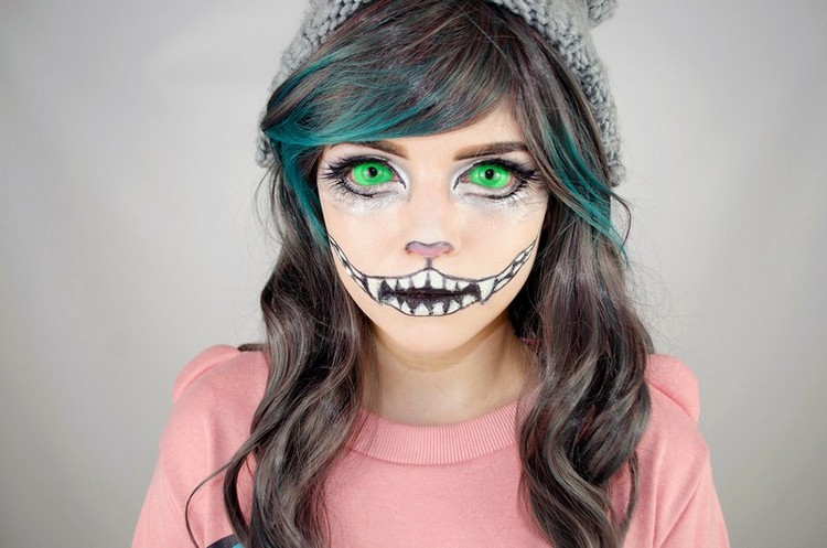 Kontaktlinser-Halloween-gröna-idéer-smink-katt