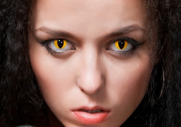 Gula kontaktlinser - Roliga linser - Cat Eye Ideas - Halloween Styling