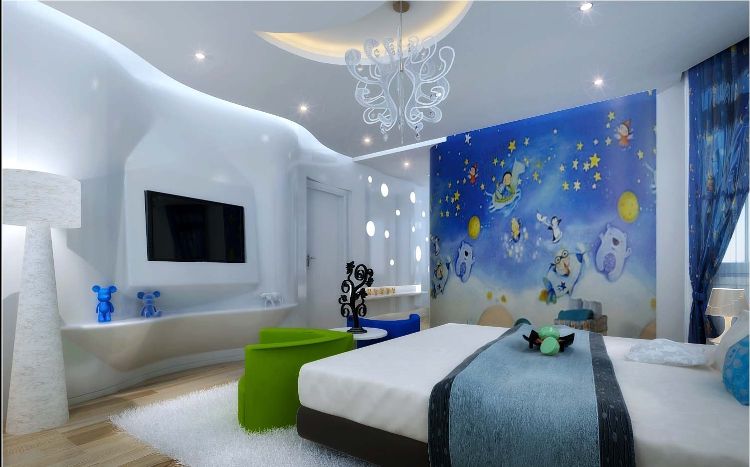 tv i sovrummet hängande tv på väggen designalternativ för barns sovrum