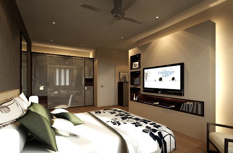 tv i sovrummet tv hänga på väggen designalternativ mysiga färger glasdörr