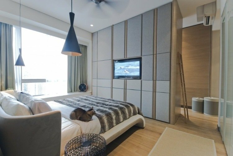 tv i sovrummet tv hängande på väggen design design alternativ modern katt stoppad väggstege