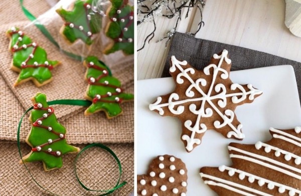 Julkakor prydnad färg pärla med band-bundna stjärna julgran kakor