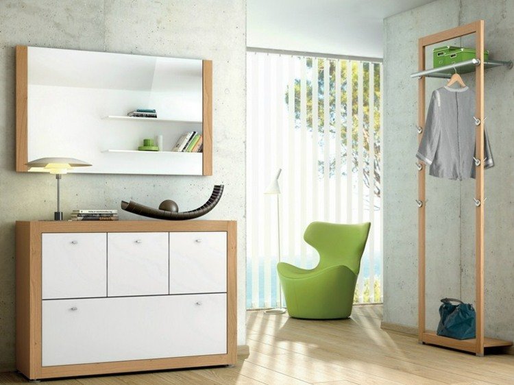 idéer för garderober vitt trä modern design xelo fåtölj grönt
