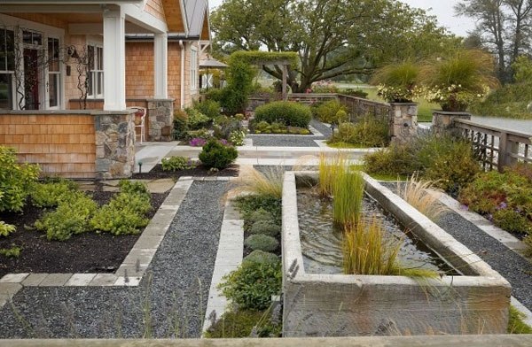 idéer trädgård design hemma tillämpa geometriska former