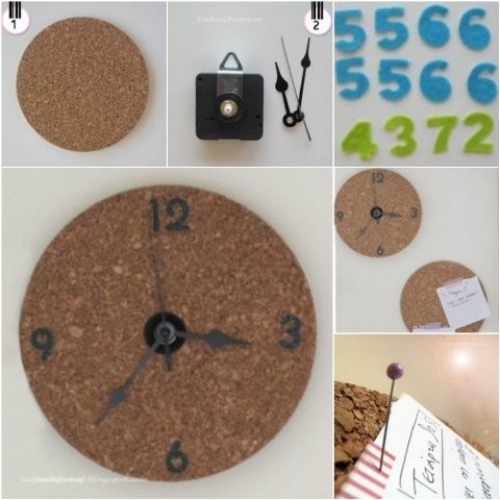 Gör klocka av kork själv-dekorationsteknik, hantverksidéer