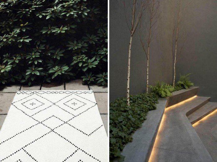 terrass-idéer-golv-matta-mönster-integrerad-belysning-trädgårdstrappor