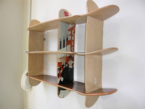 idéer för upcycled möbeldesign skateboard vägghylla
