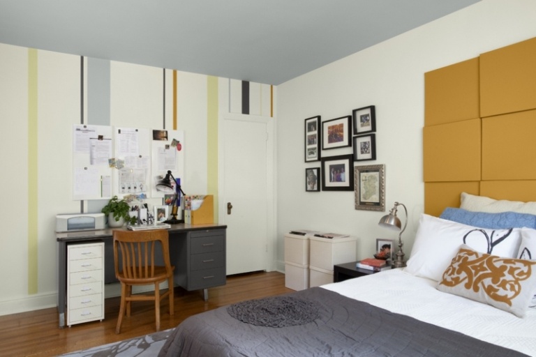 idéer för vägg sovrum idé färgglada ränder sänggavel