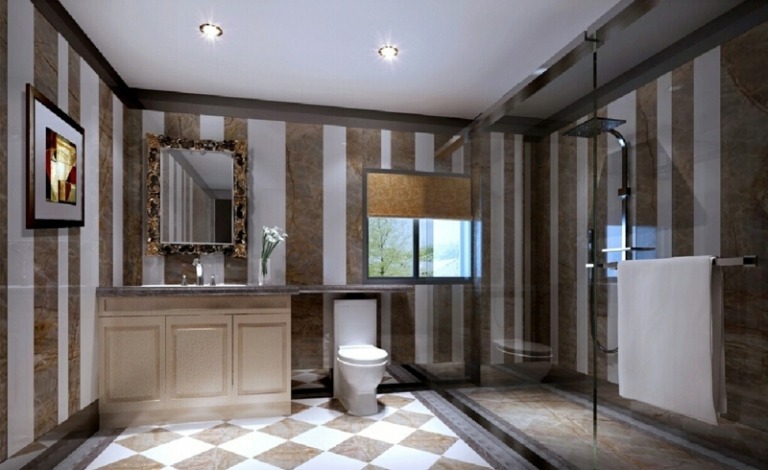 idéer för vägg badrumsremsor kakel beige vitt rutigt golv glas dusch