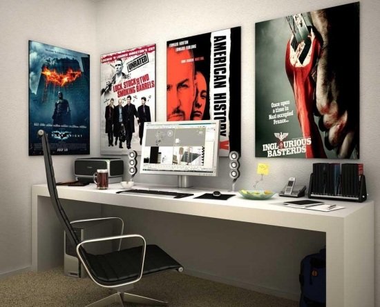 Ungdomsrum arbetsplats skrivbord vägg design affischer