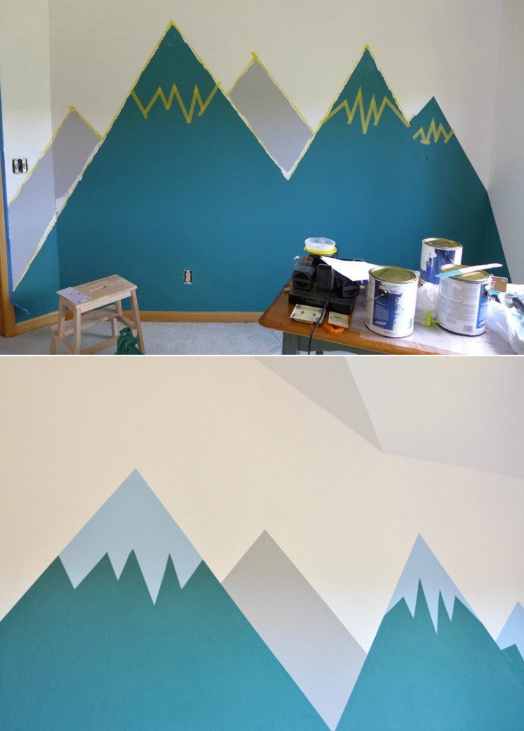 vägg-design-färg-instruktioner-vägg-berg-design-målning-resultat