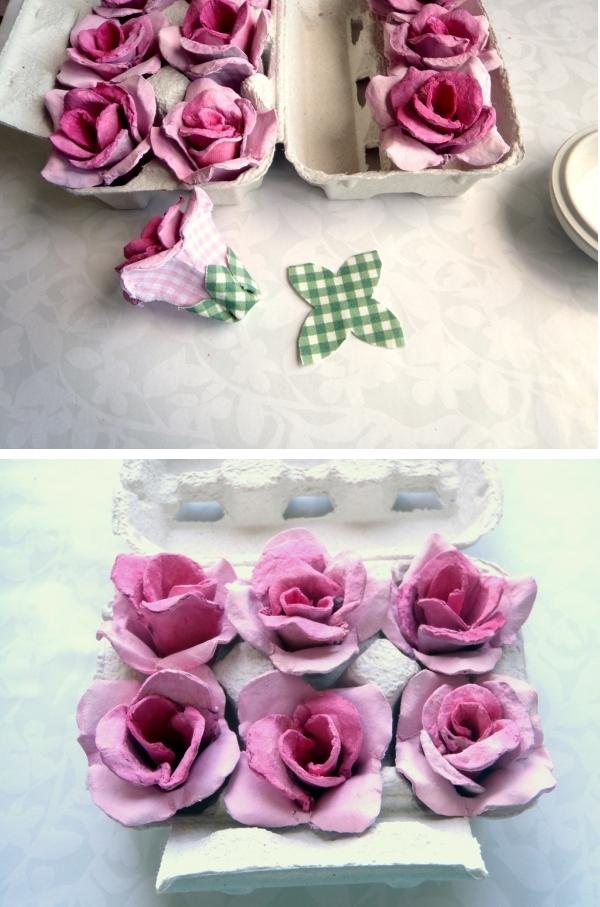 Gör-det-själv-hemma-återvinn kartonger för rosenägg