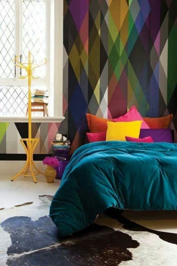 design med färgmönster geometriska sovrum kudde deco