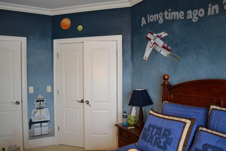 idéer-vägg-design-färg-vägg-målning-star-wars-pojke
