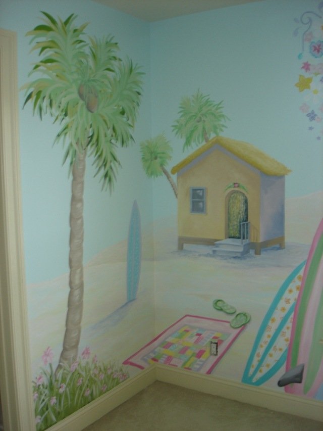 Strandhus barnkammare vägg design