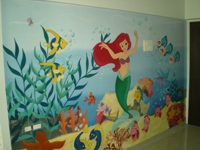 Ariel sjöjungfrun plantskola vägg design