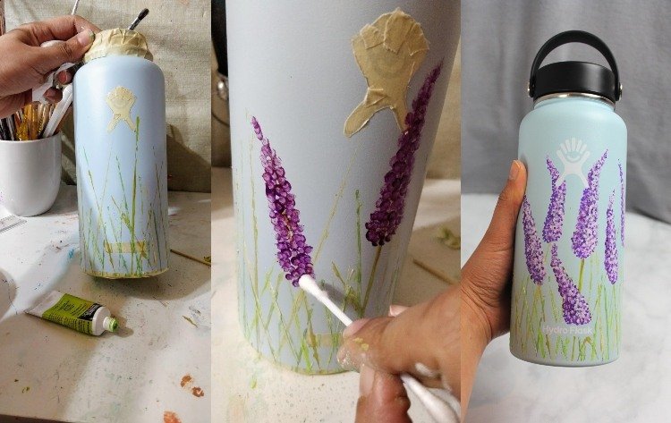 Idéer för att måla flaskor Rita blommönster med prickar