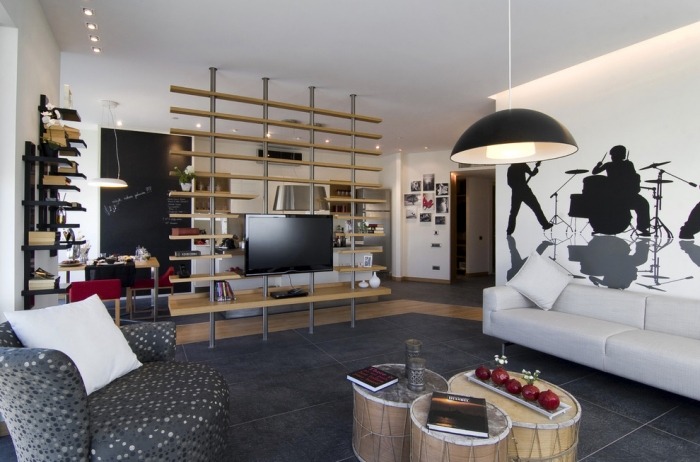 Tonåringar-design-kreativ-vägg-design-partition-väggmonterad-tv